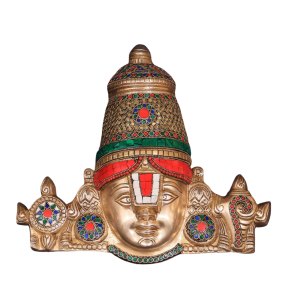 Brass Lord Tirupati Balaji Face Wall Hanging | 12x13" Sacred Art | 4.8kg Shankhu Chakra Masterpiece | Natural Stone Divine Murti | Jaipurio